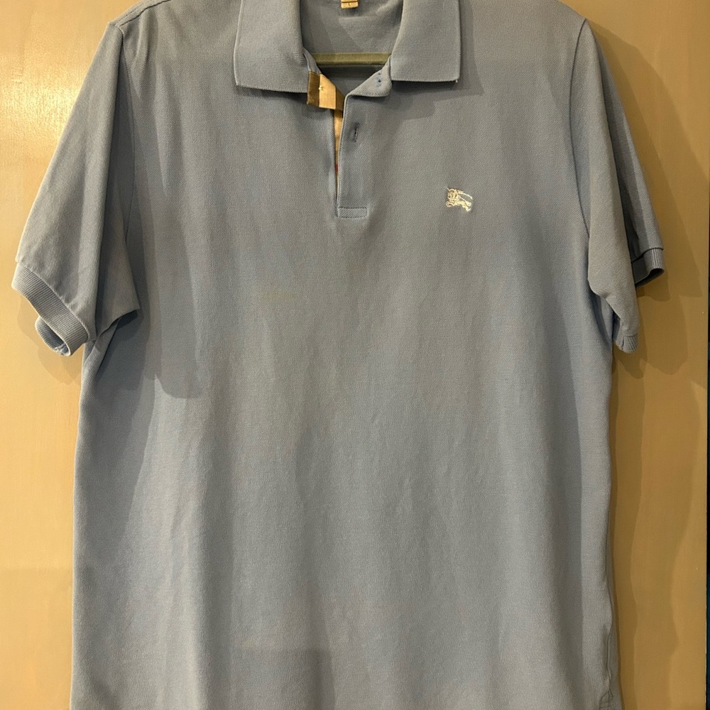Men's Light Blue Burberry Polo Shirt